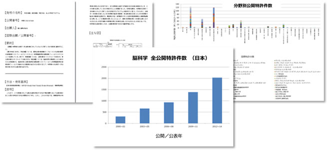 分野別の特許公開件数等の解析図を収録